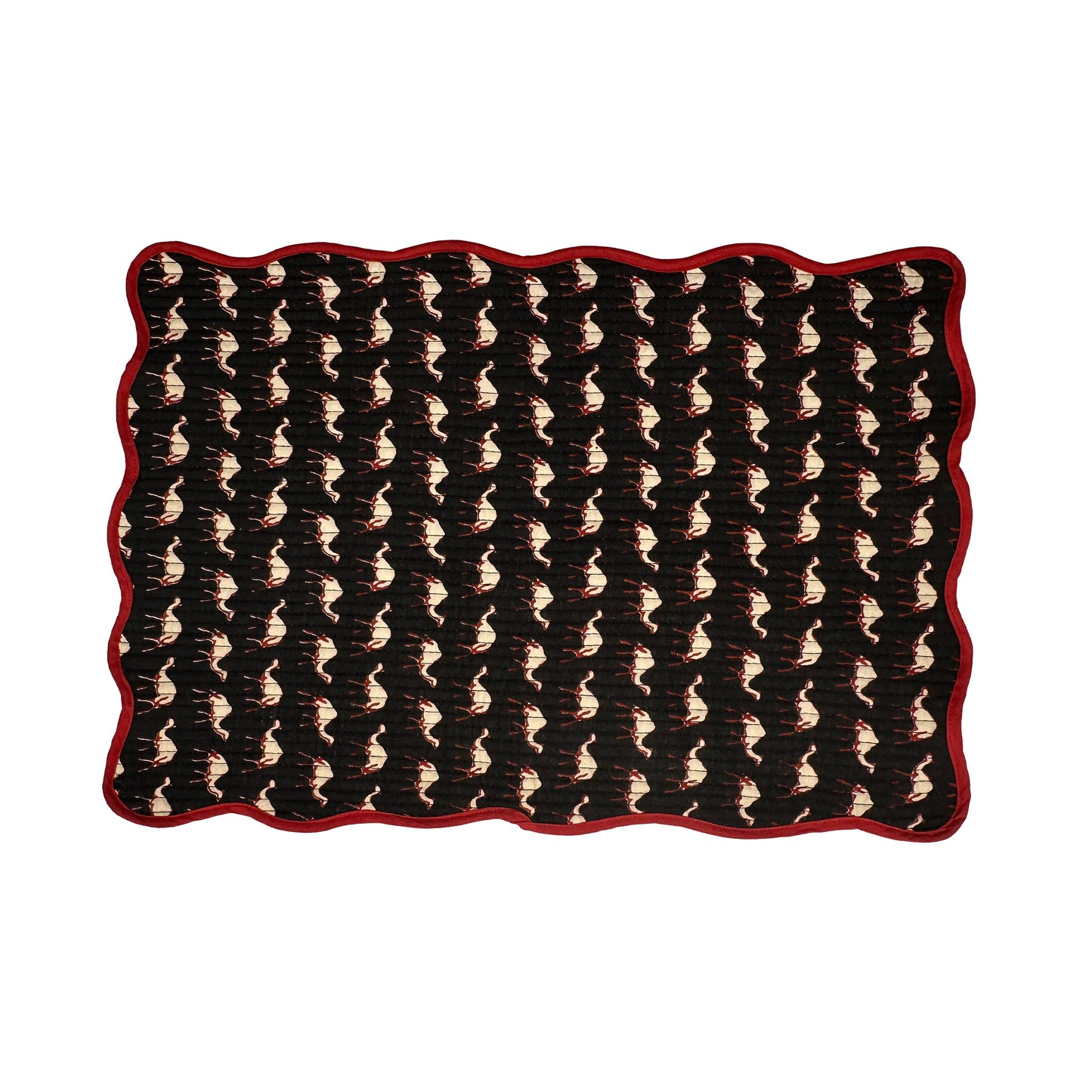 Block print quilted cotton reversible place mat - 002