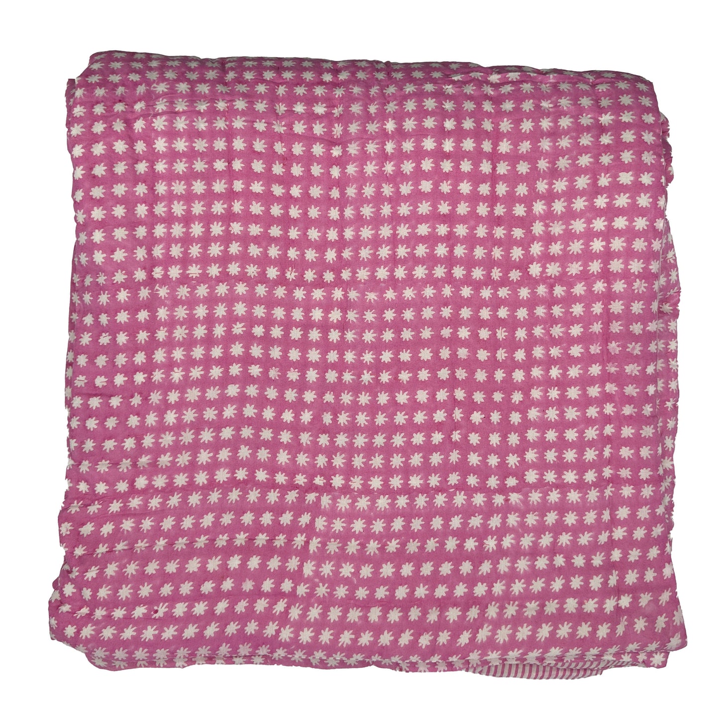 Charlie Handmade Block Print Cotton Quilt - Pink