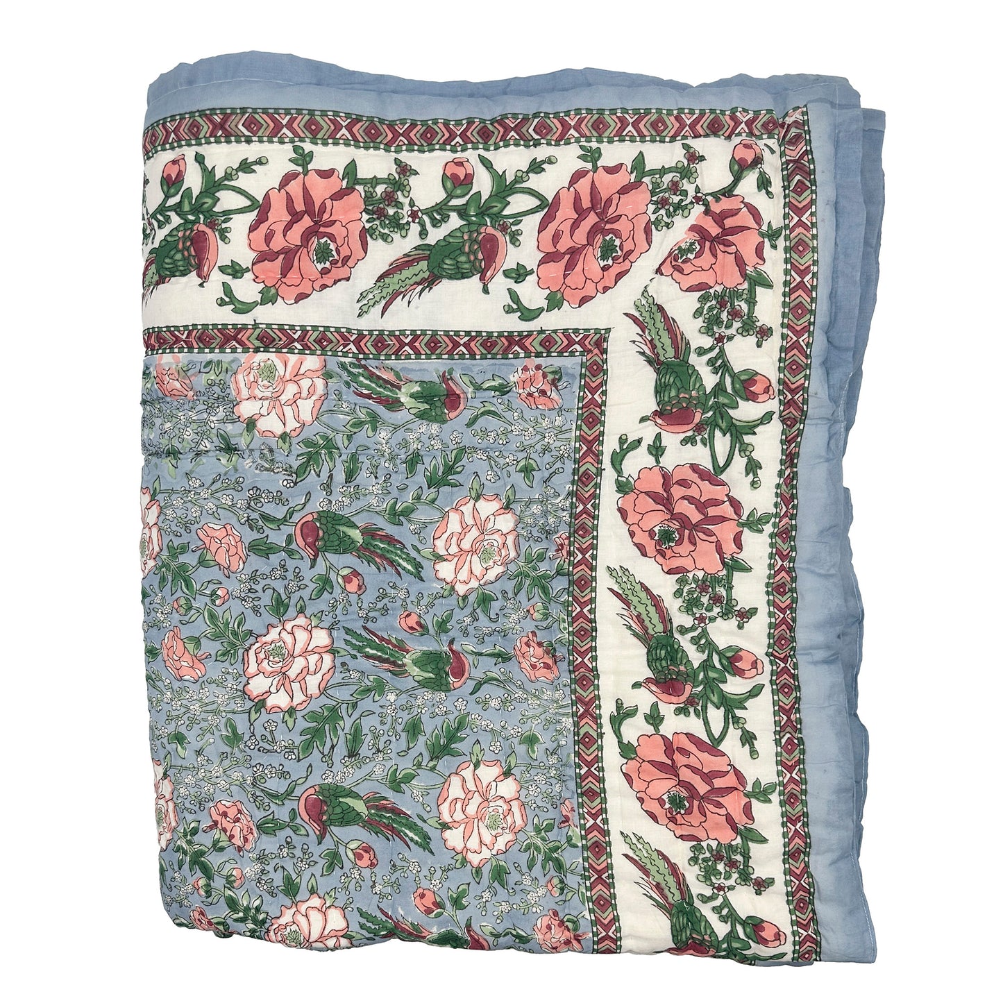 Fleur Handmade Block Print Cotton Quilt