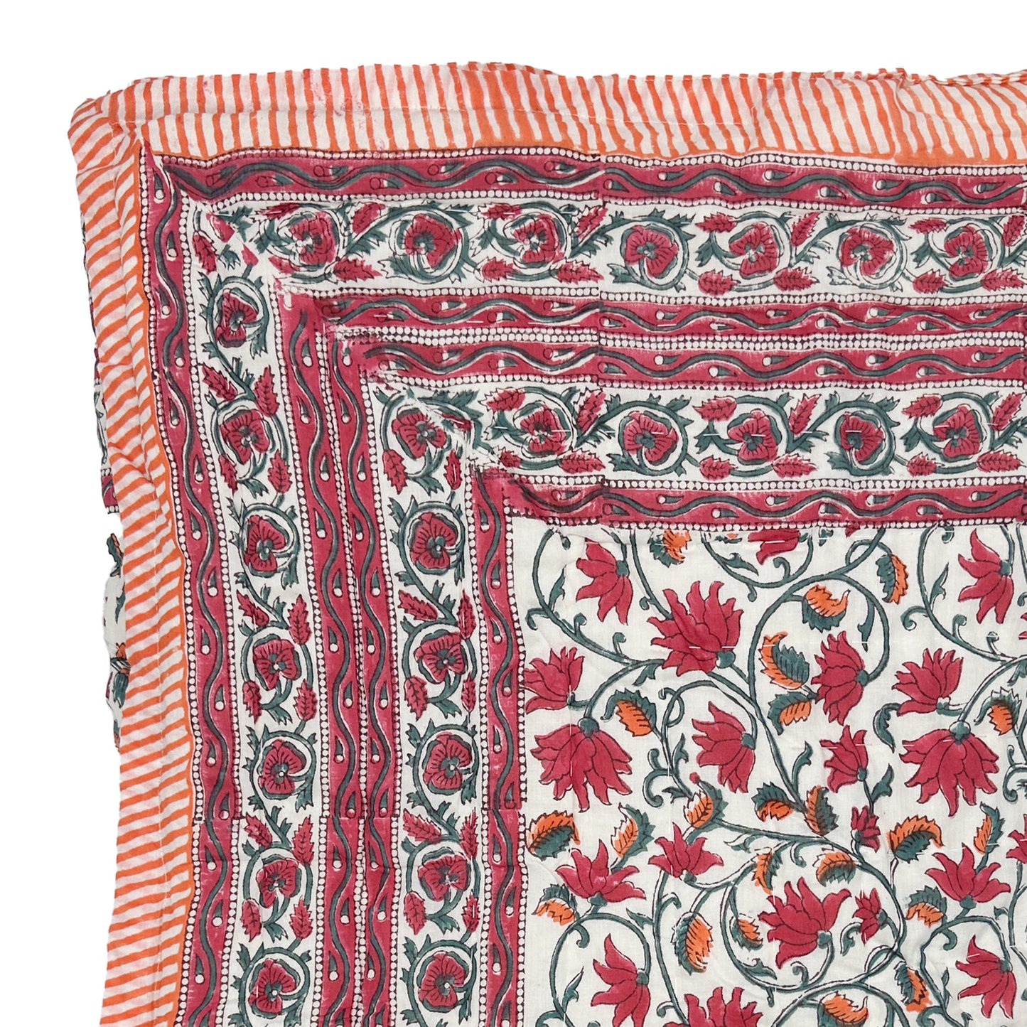 Flora Handmade Block Print Cotton Quilt