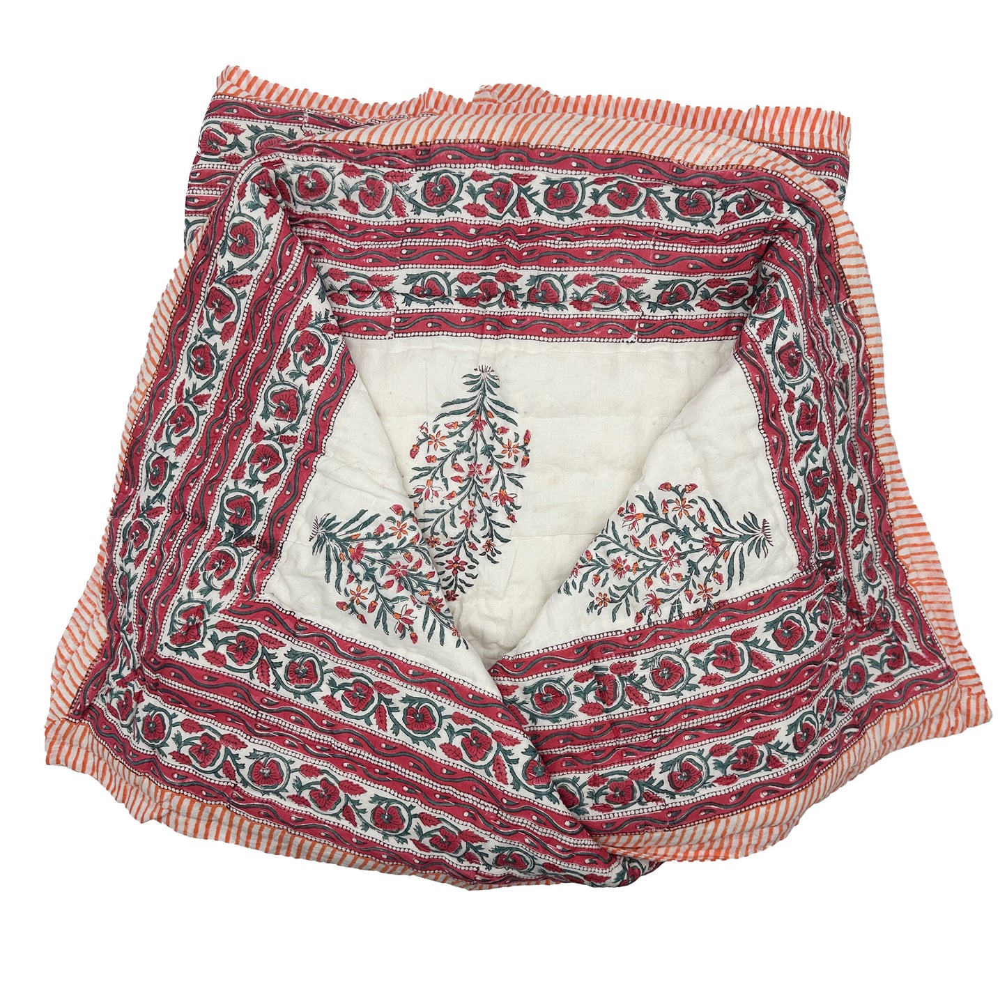 Flora Handmade Block Print Cotton Quilt