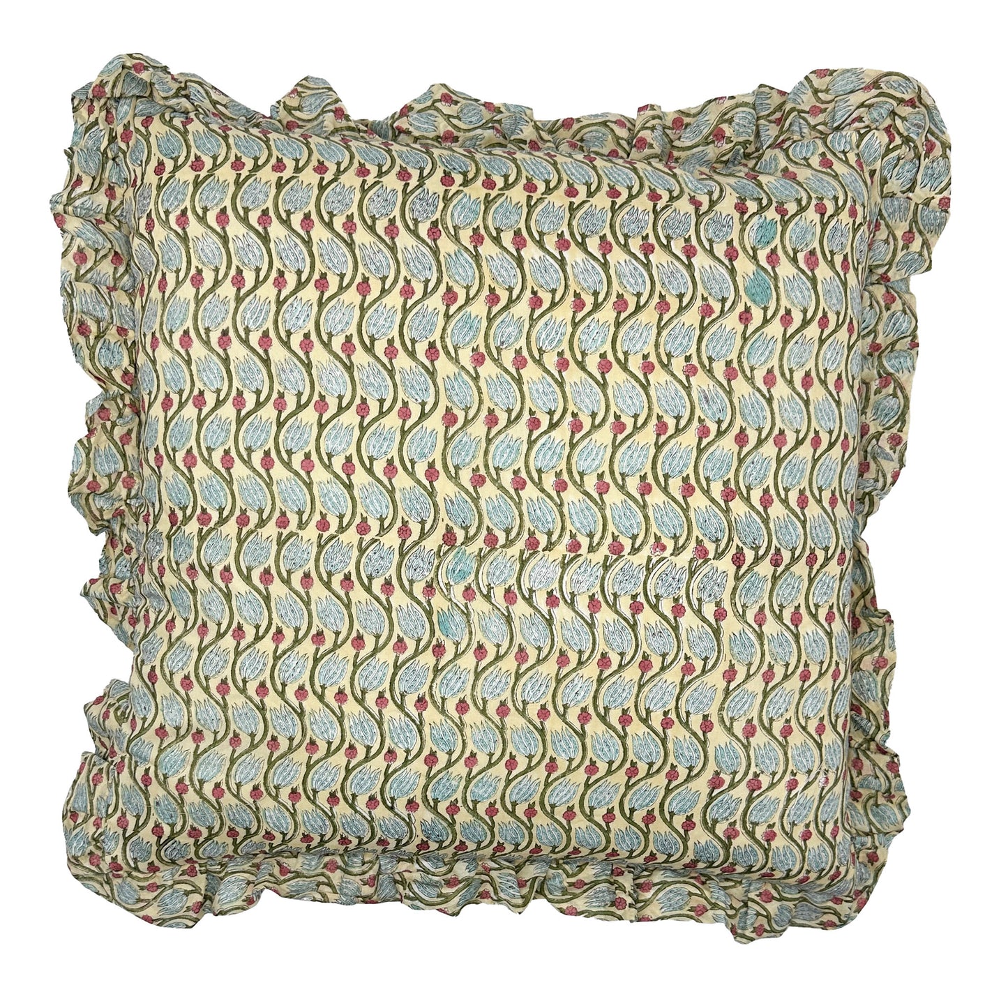 Florence Pleated Cotton Block Printed Scallop Lampshade