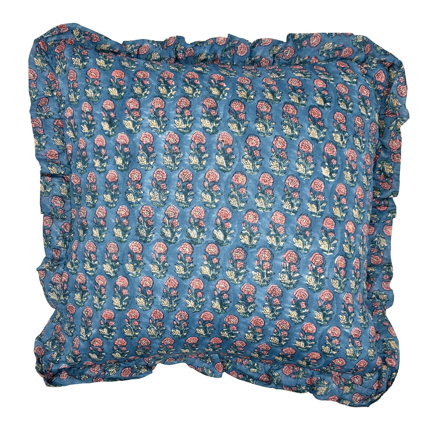 Gloria Pleated Cotton Block Printed Scallop Lampshade