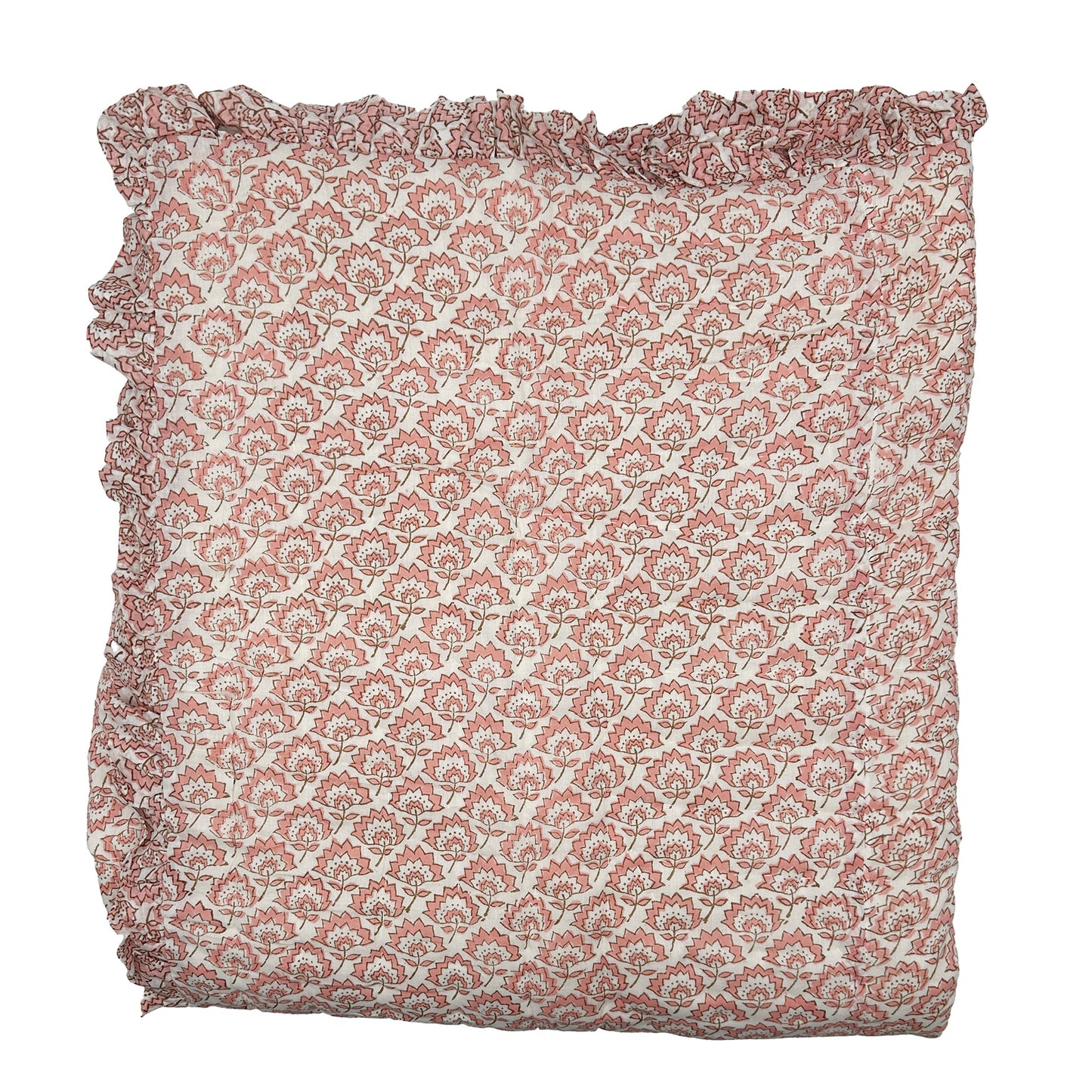 Jennie Handmade Block Print Cotton Quilt in Pink