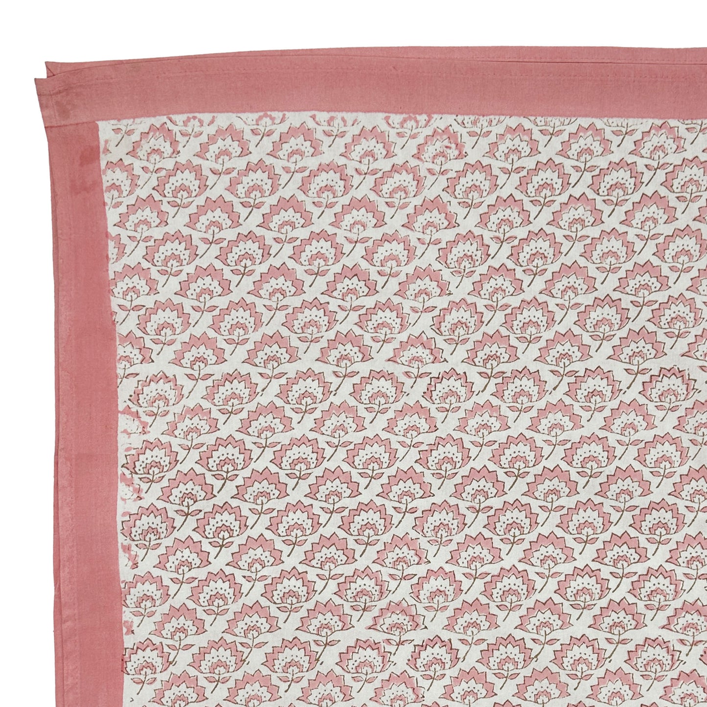 Jennie block printed table cloth - Pale Pink