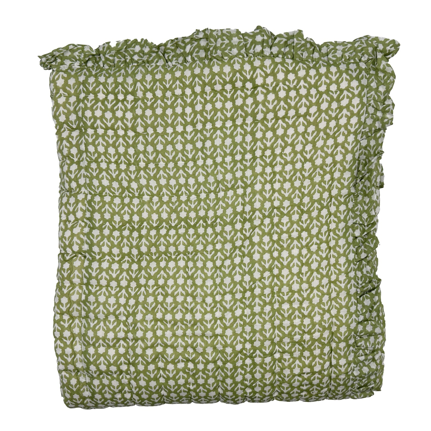 Katie Handmade Block Print Cotton Quilt - Sage Green