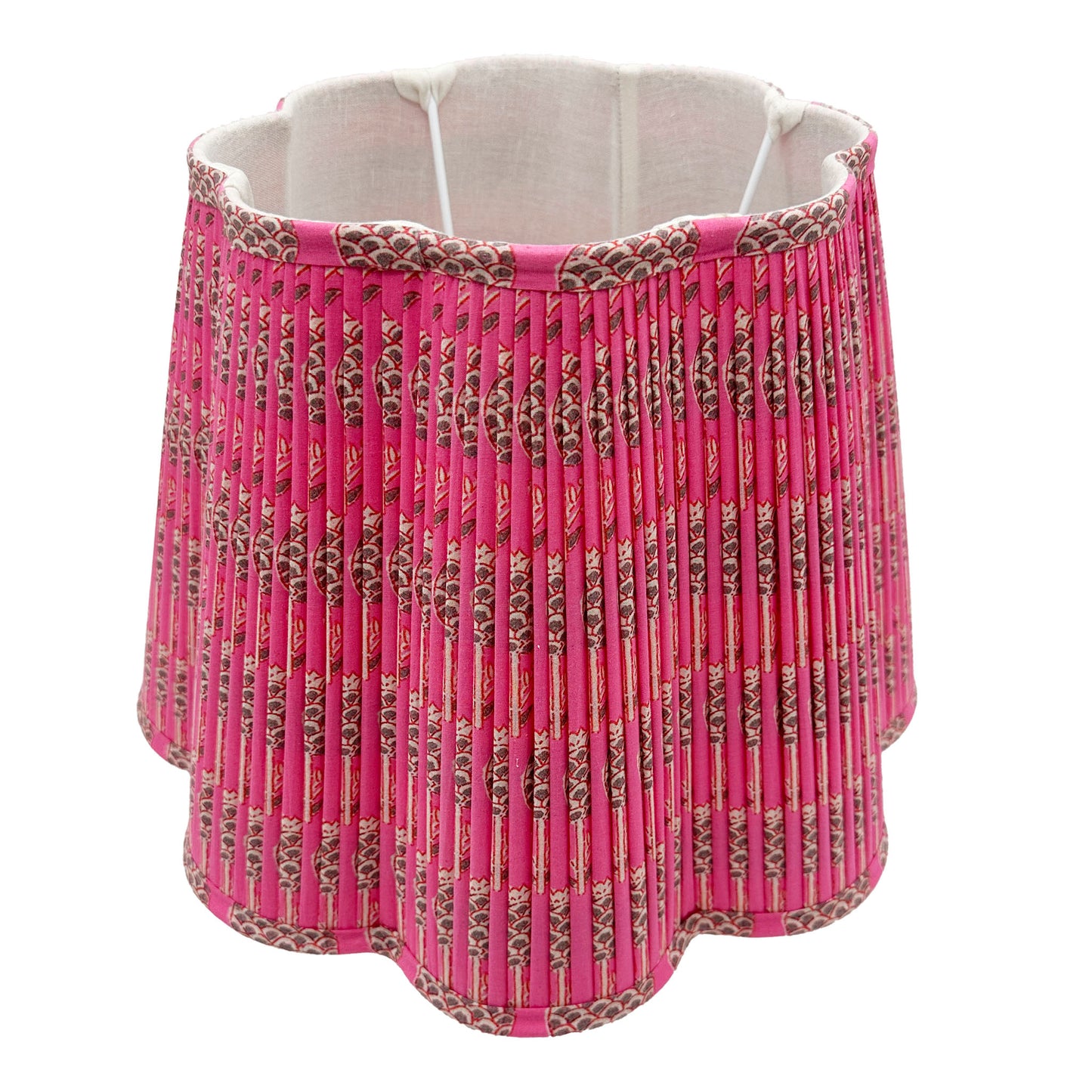 Libby Pleated Cotton Block Printed Scallop Lampshade