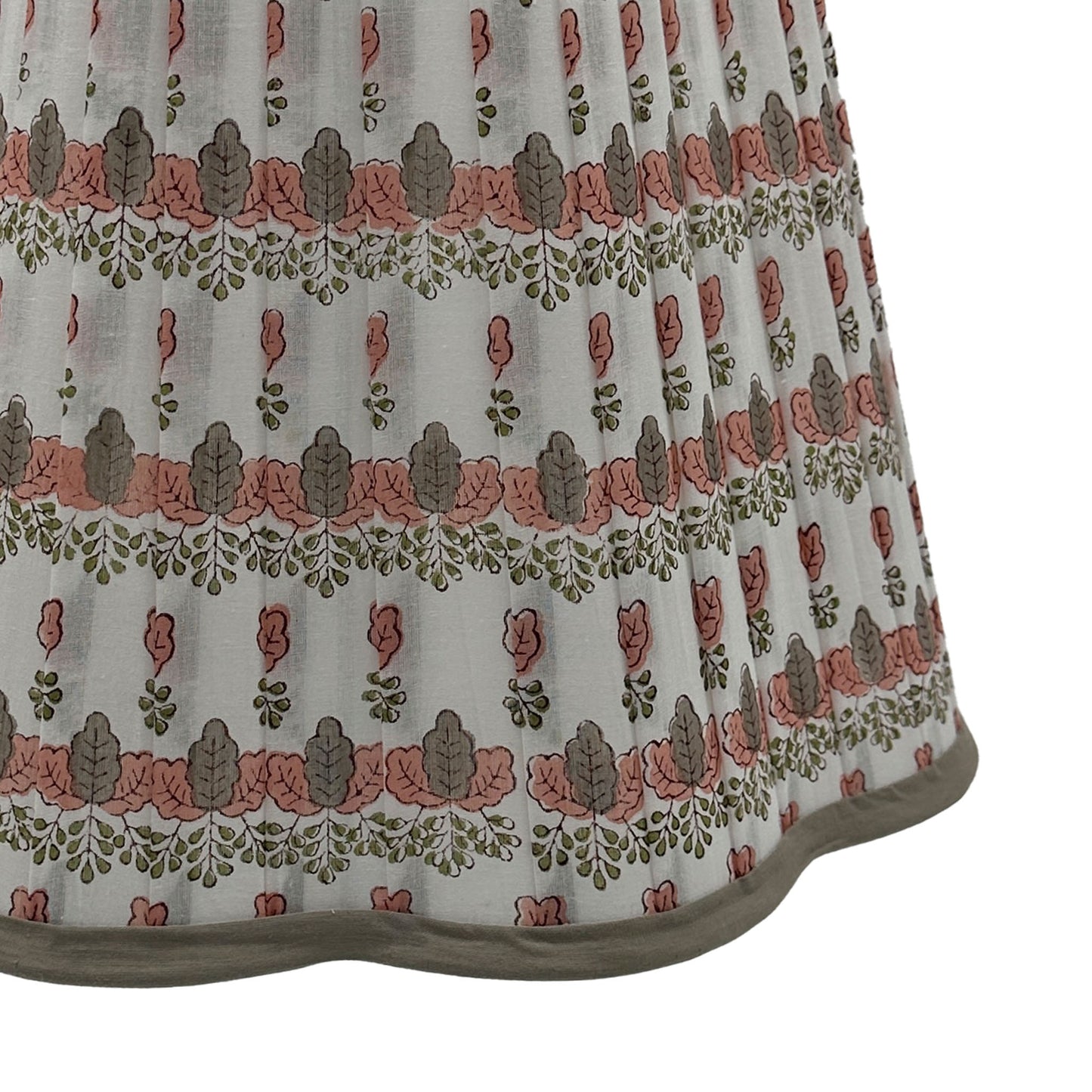 Mimi Pleated Cotton Block Printed Scallop Lampshade