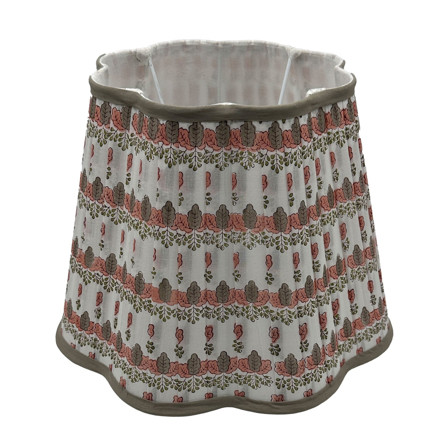 Mimi Pleated Cotton Block Printed Scallop Lampshade
