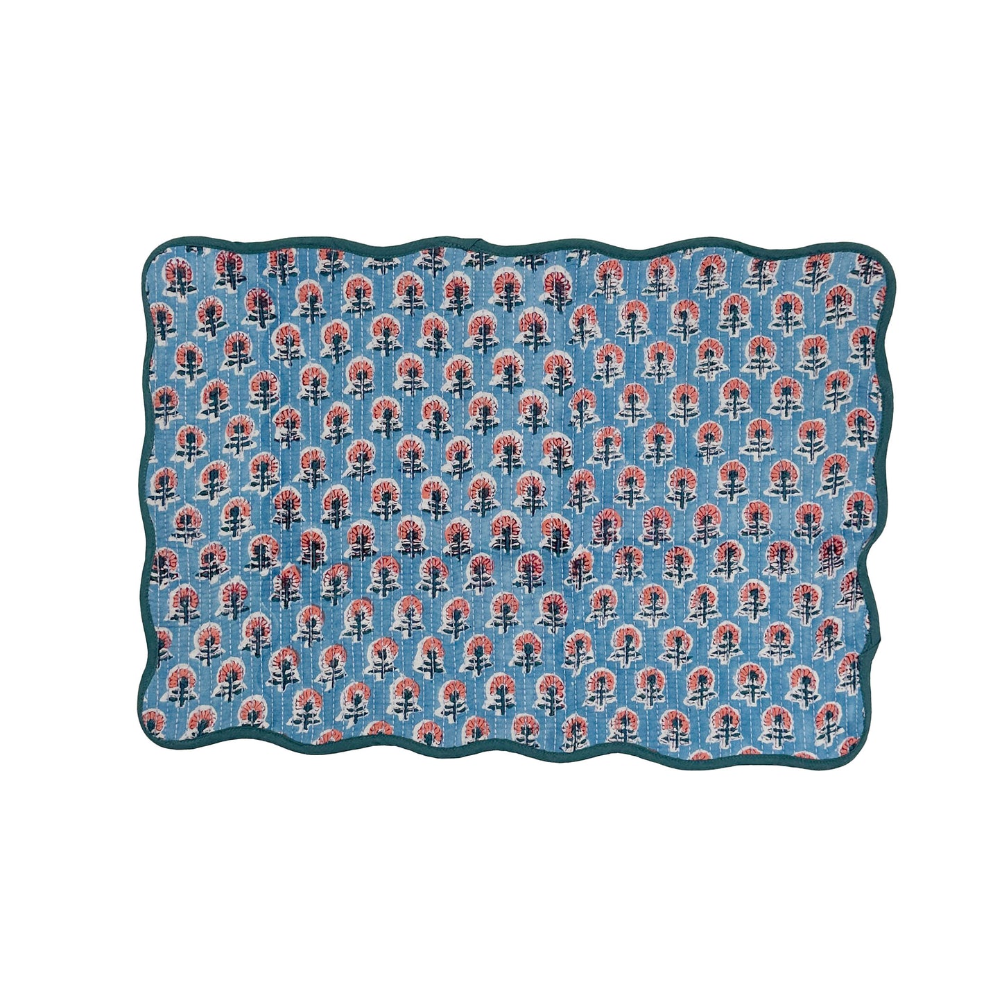 Block print quilted cotton reversible place mat - 005