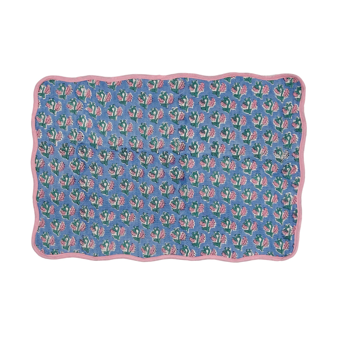 Block print quilted cotton reversible place mat - 007