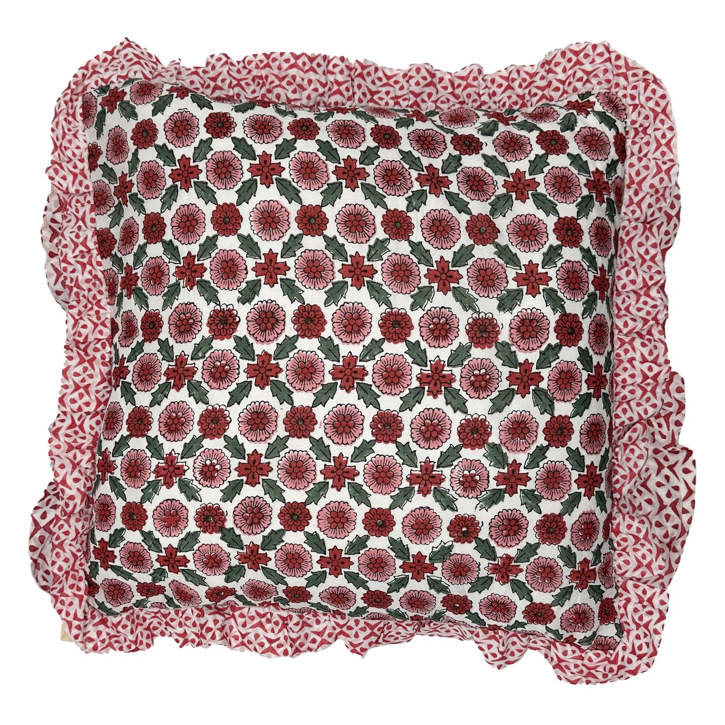 Poppy Handmade Block Print Cotton Quilt in Red