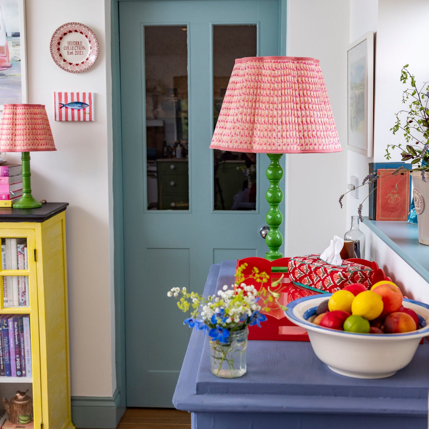 Annie Pleated Cotton Block Printed Scallop Lampshade