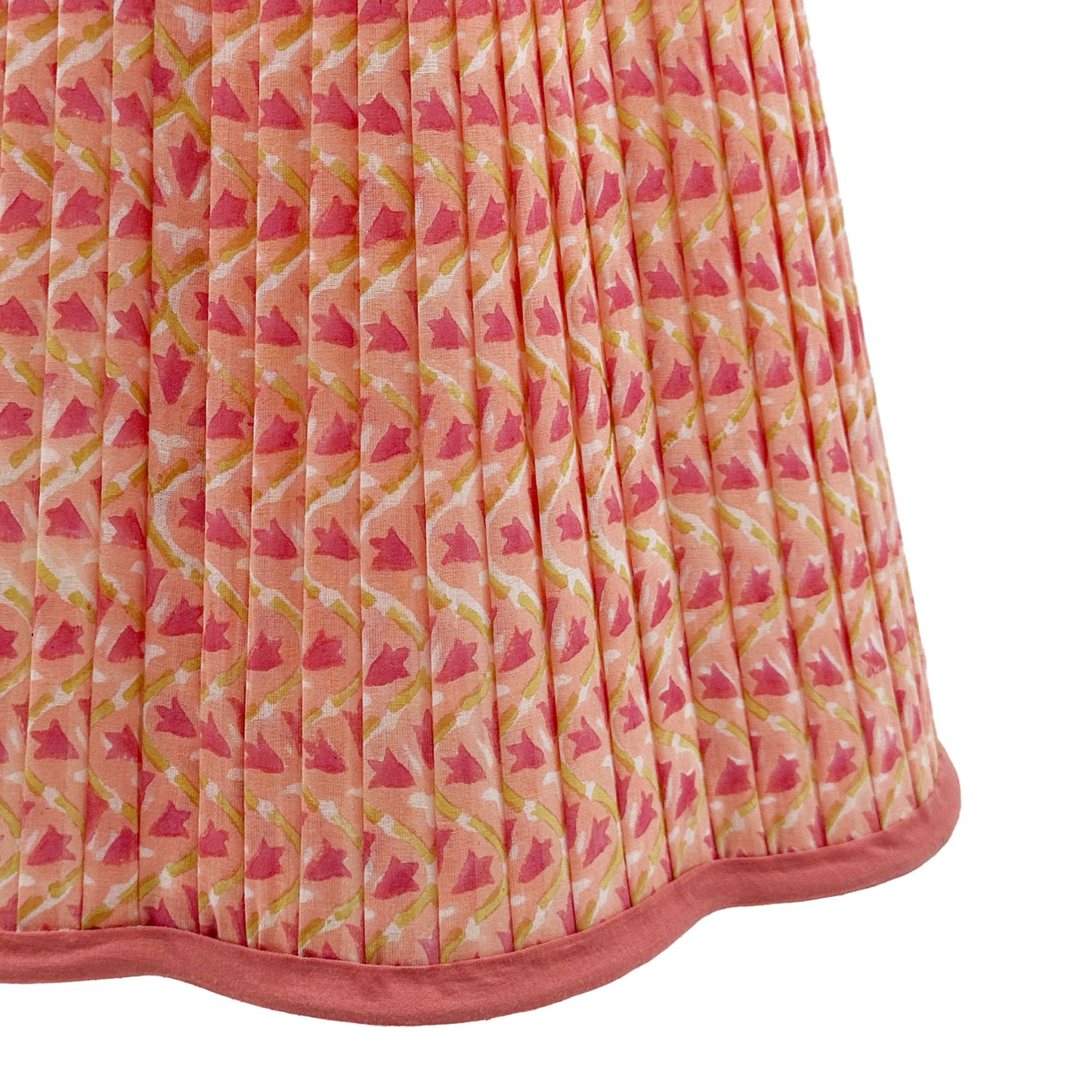 Annie Pleated Cotton Block Printed Scallop Lampshade