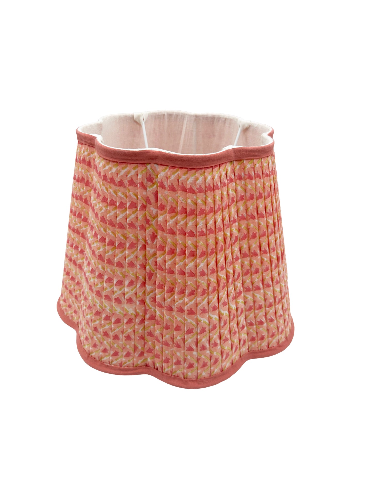 Annie Pleated Cotton Block Printed Scallop Lampshade
