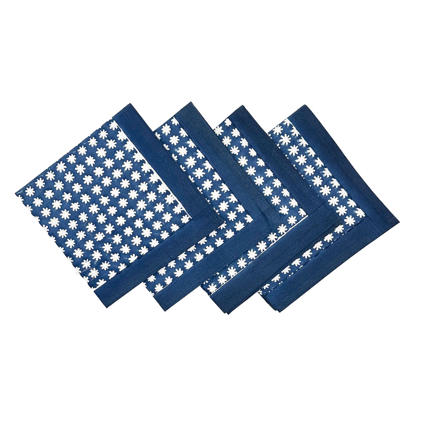 Charlie block printed table cloth - Navy Blue