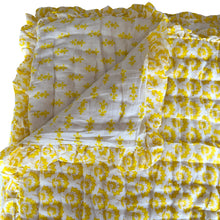  Jennie Handmade Block Print Cotton Quilt in Yellow
