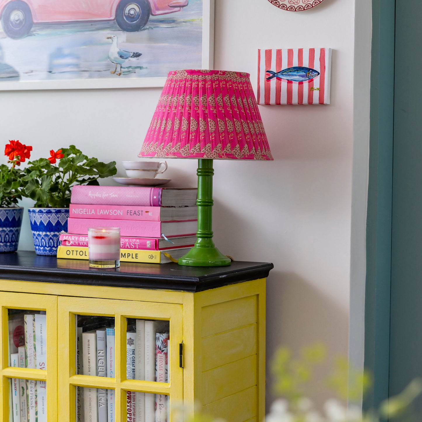 Libby Pleated Cotton Block Printed Lampshade