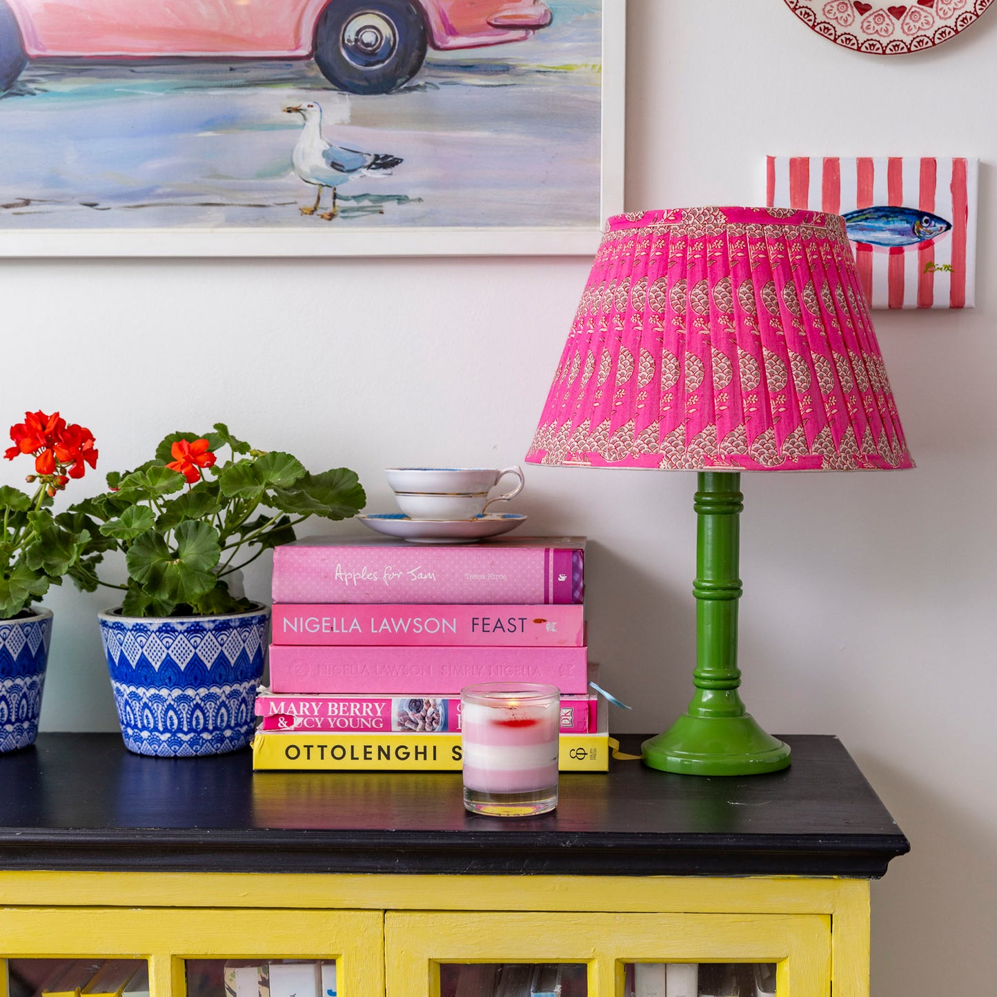 Libby Pleated Cotton Block Printed Lampshade
