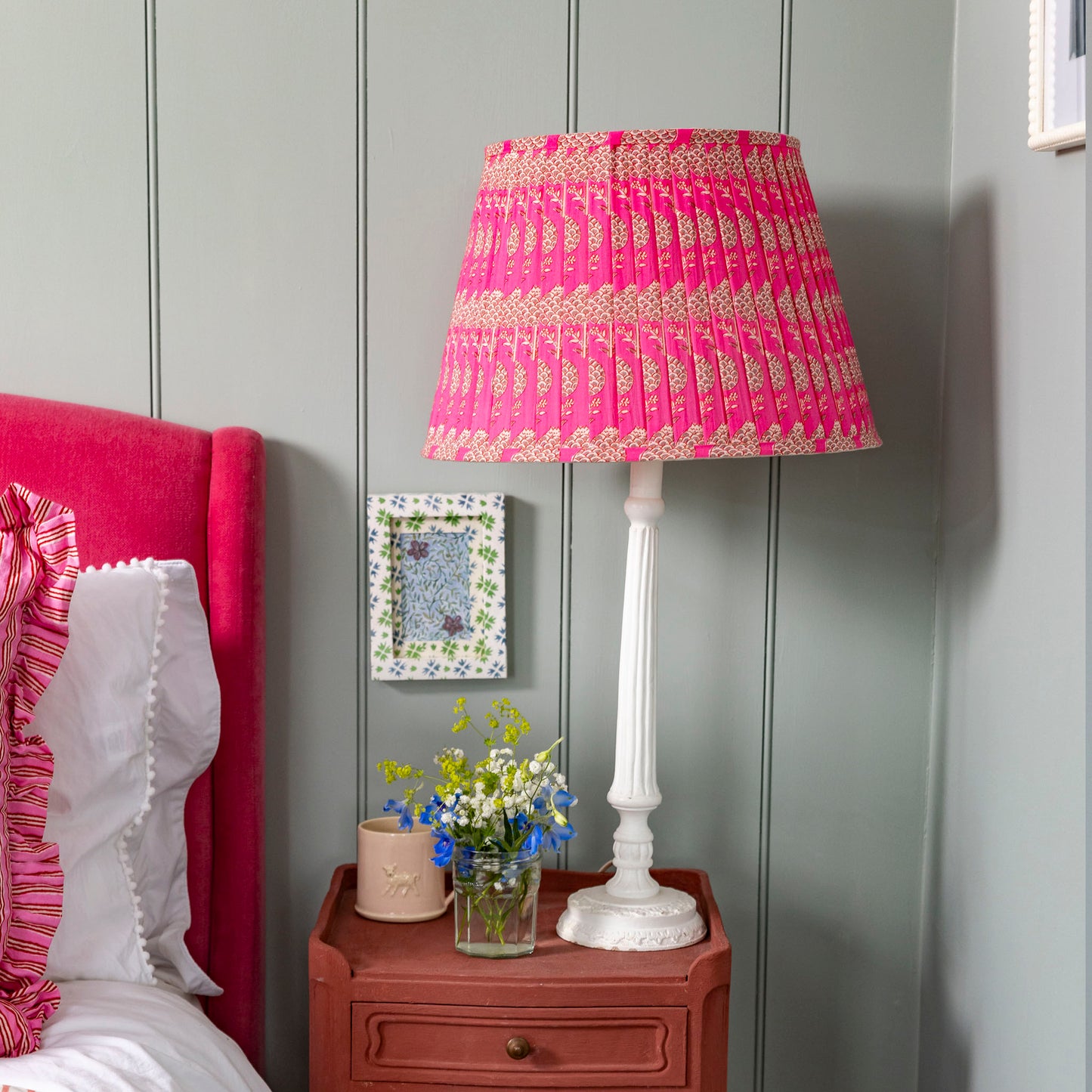 Libby Pleated Cotton Block Printed Lampshade