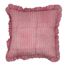  Large hand block frilled cotton cushion - Sally in Light Pink