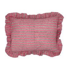 Hand block frilled cotton cushion - Sally in Light Pink