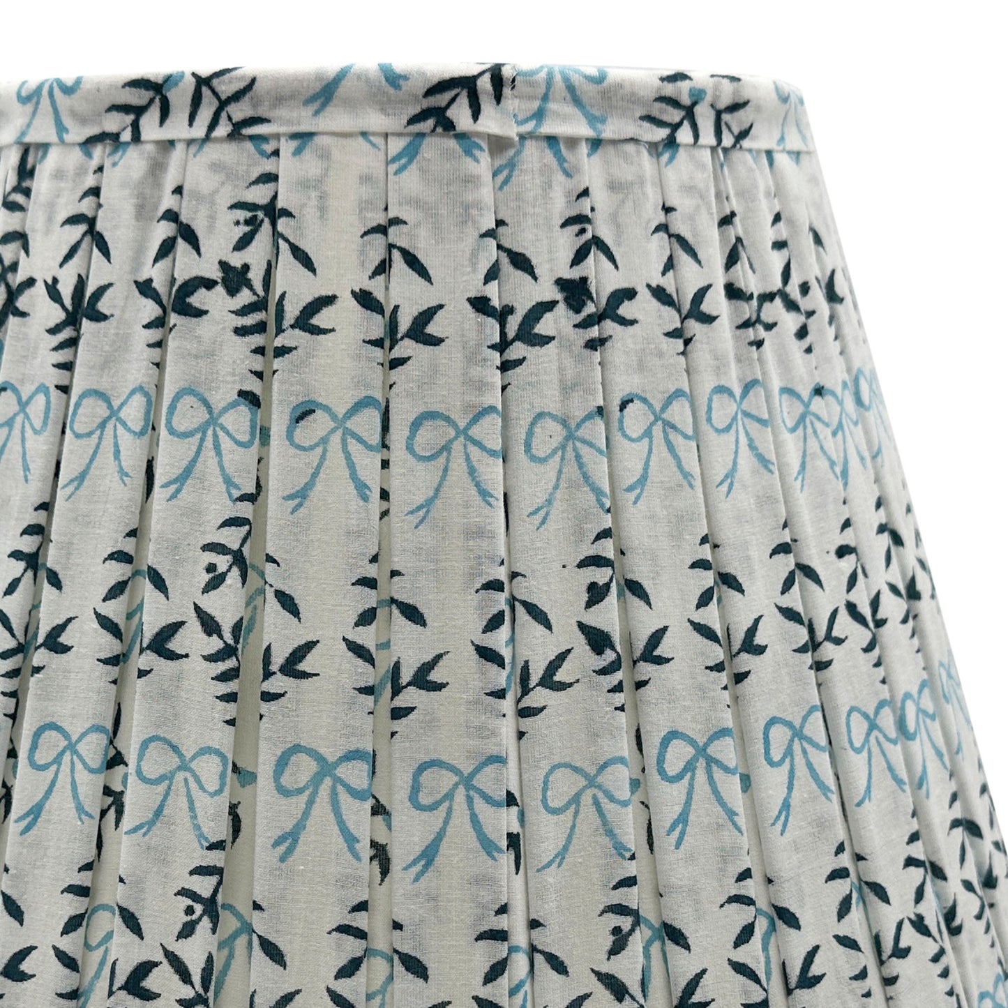Bow Peep Pleated Cotton Block Printed Lampshade in Blue
