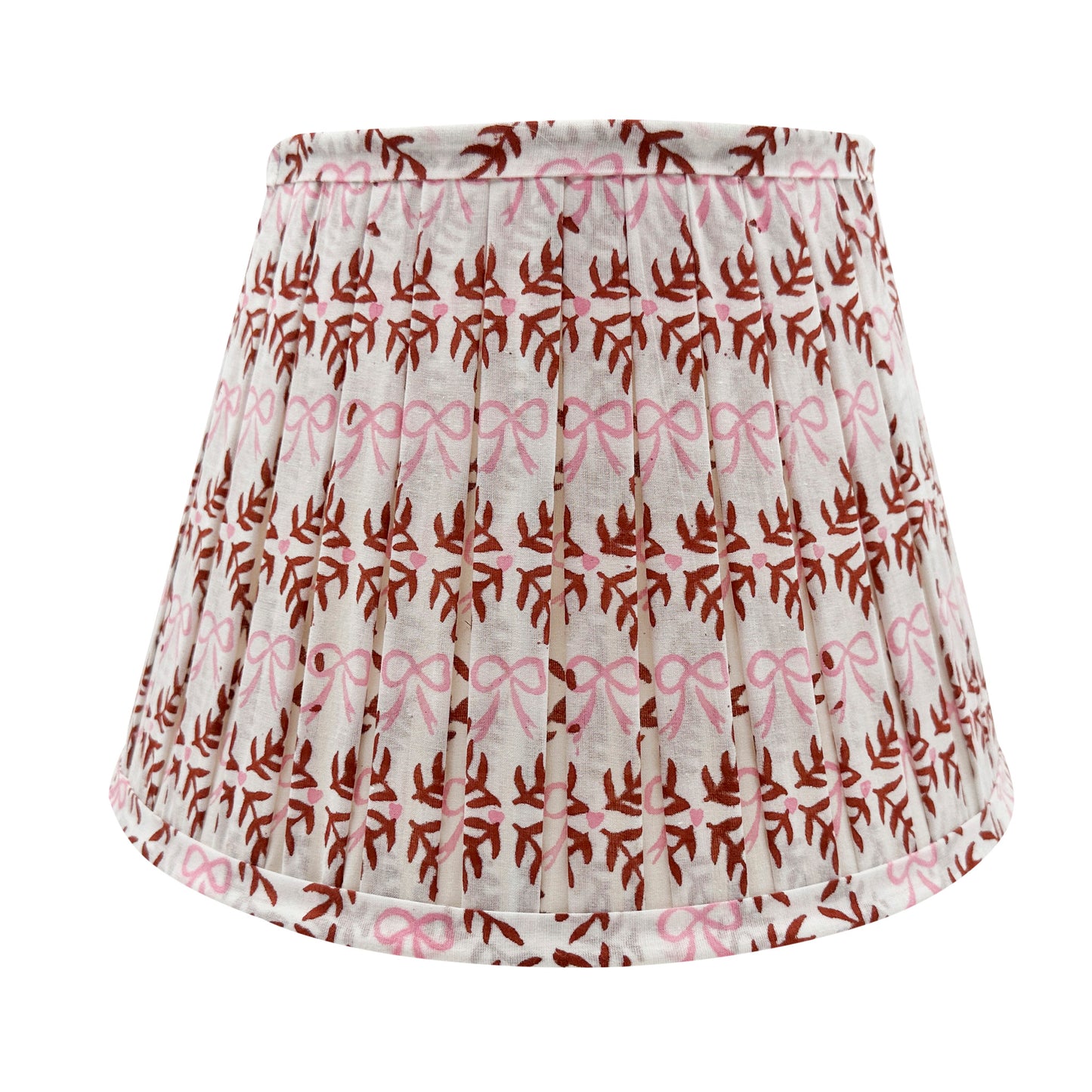 Bow Peep Pleated Cotton Block Printed Lampshade in Pink