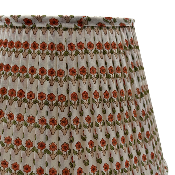 Issy Pleated Cotton Block Printed Lampshade in Autumn Colours