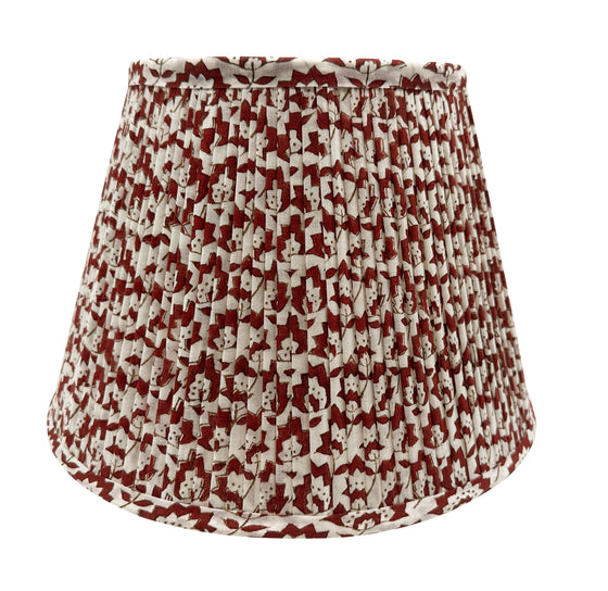 Jennie Gathered Cotton Block Printed Lampshade in Rich Berry