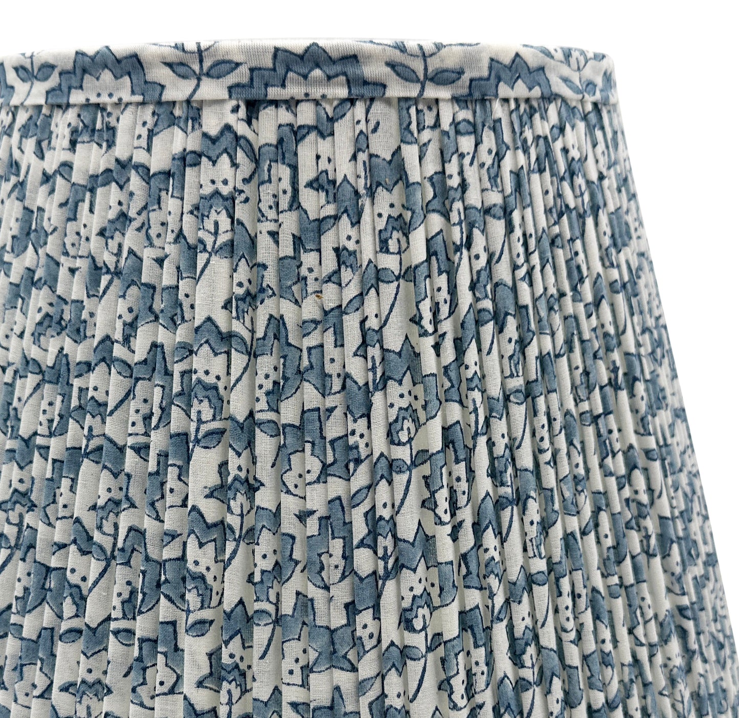 Hand block frilled cotton cushion - Jennie in Pale Blue