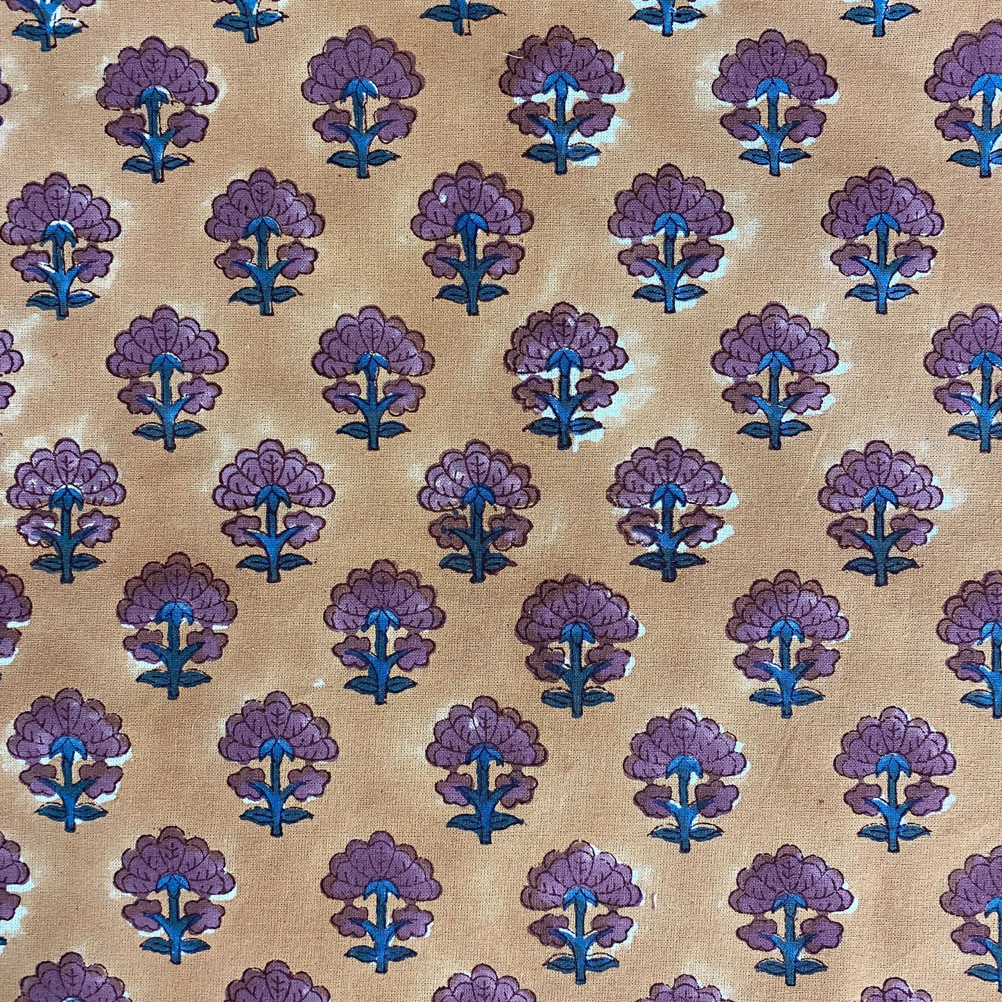 Kitty block printed Napkins (4) - Faded terracotta with purple and blue flowers