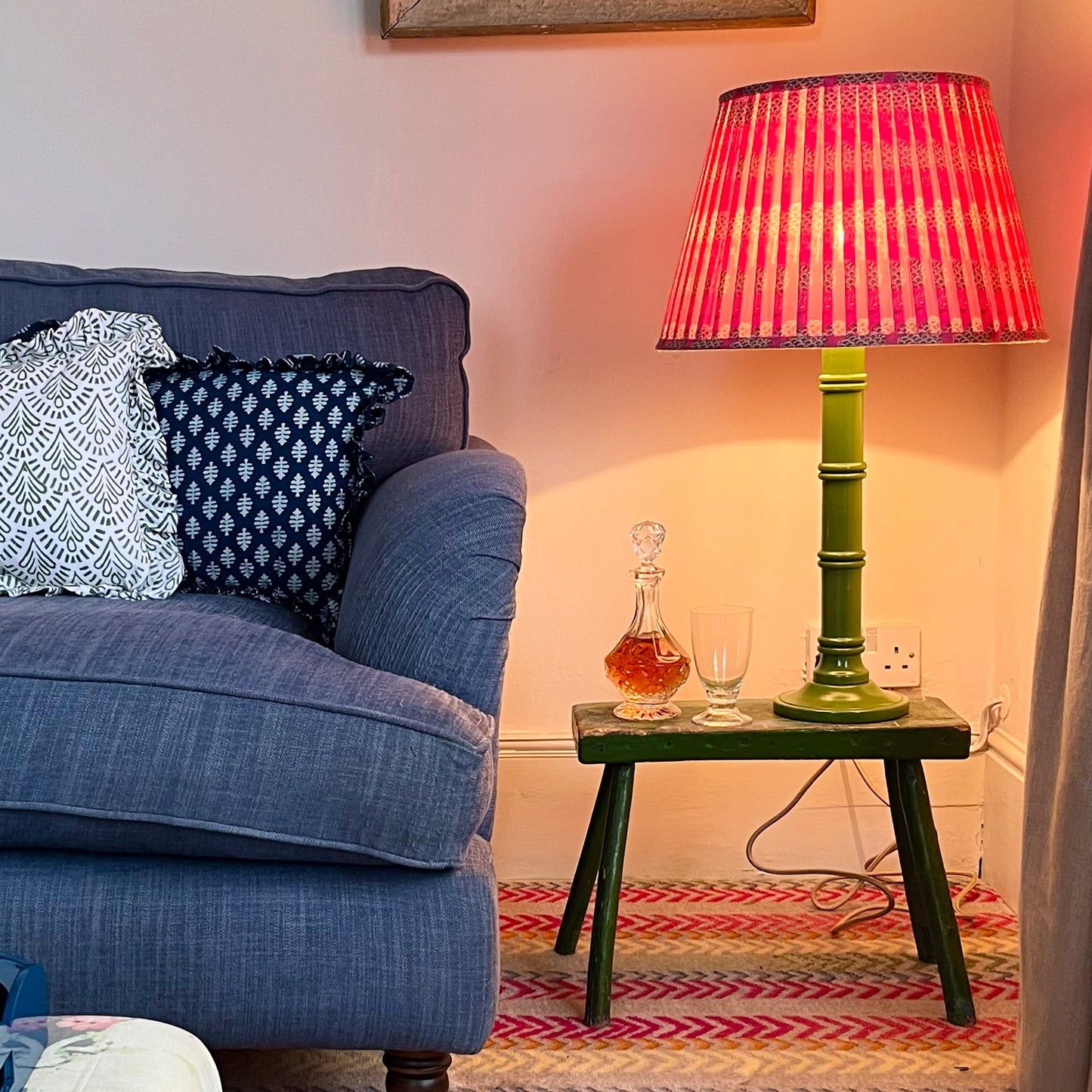 Bamboo Lamp Tall - Army Green