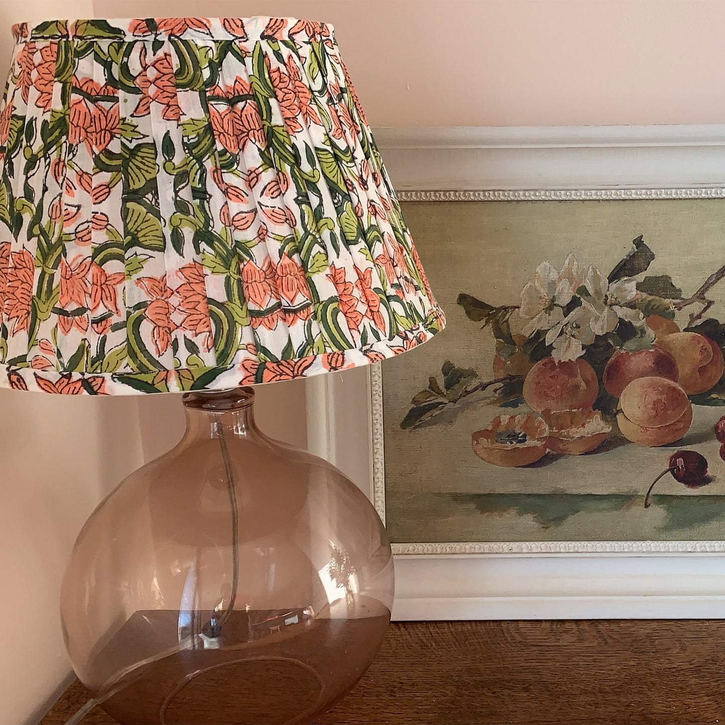 Octavia Pleated Cotton Block Printed Lampshade