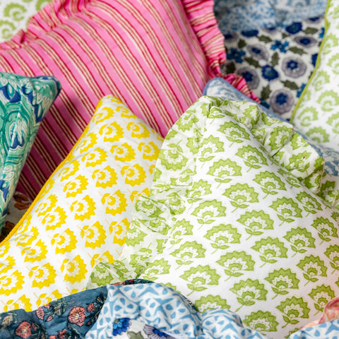 Indian Block Printed Frilled Cushions