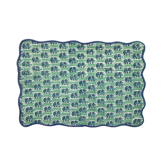 Block print quilted cotton reversible place mat - 001 no