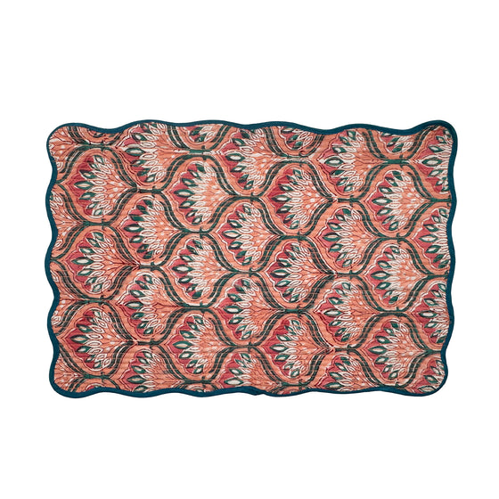 Block print quilted cotton reversible place mat - 004