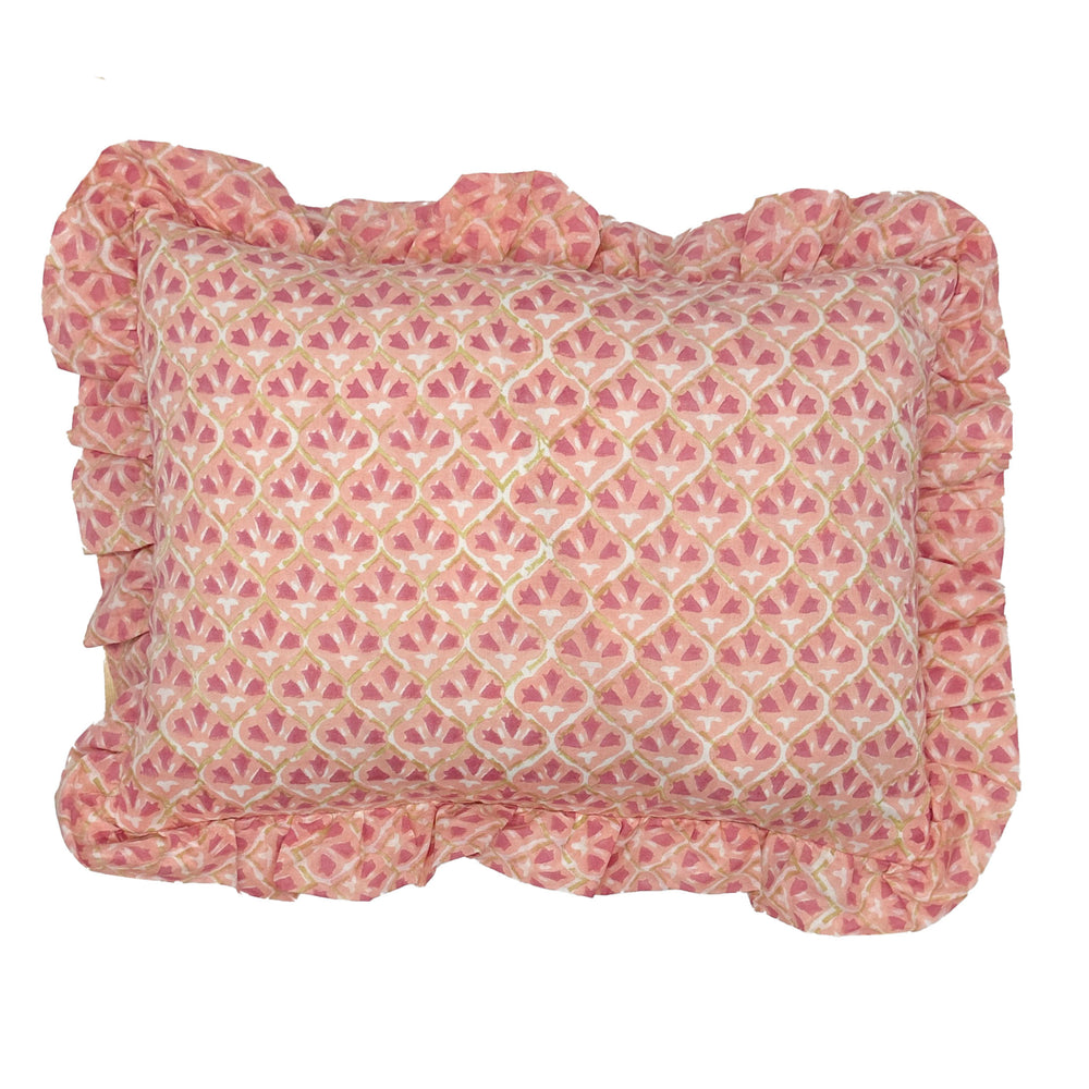 
                  
                    Hand block frilled cotton cushion - Annie
                  
                