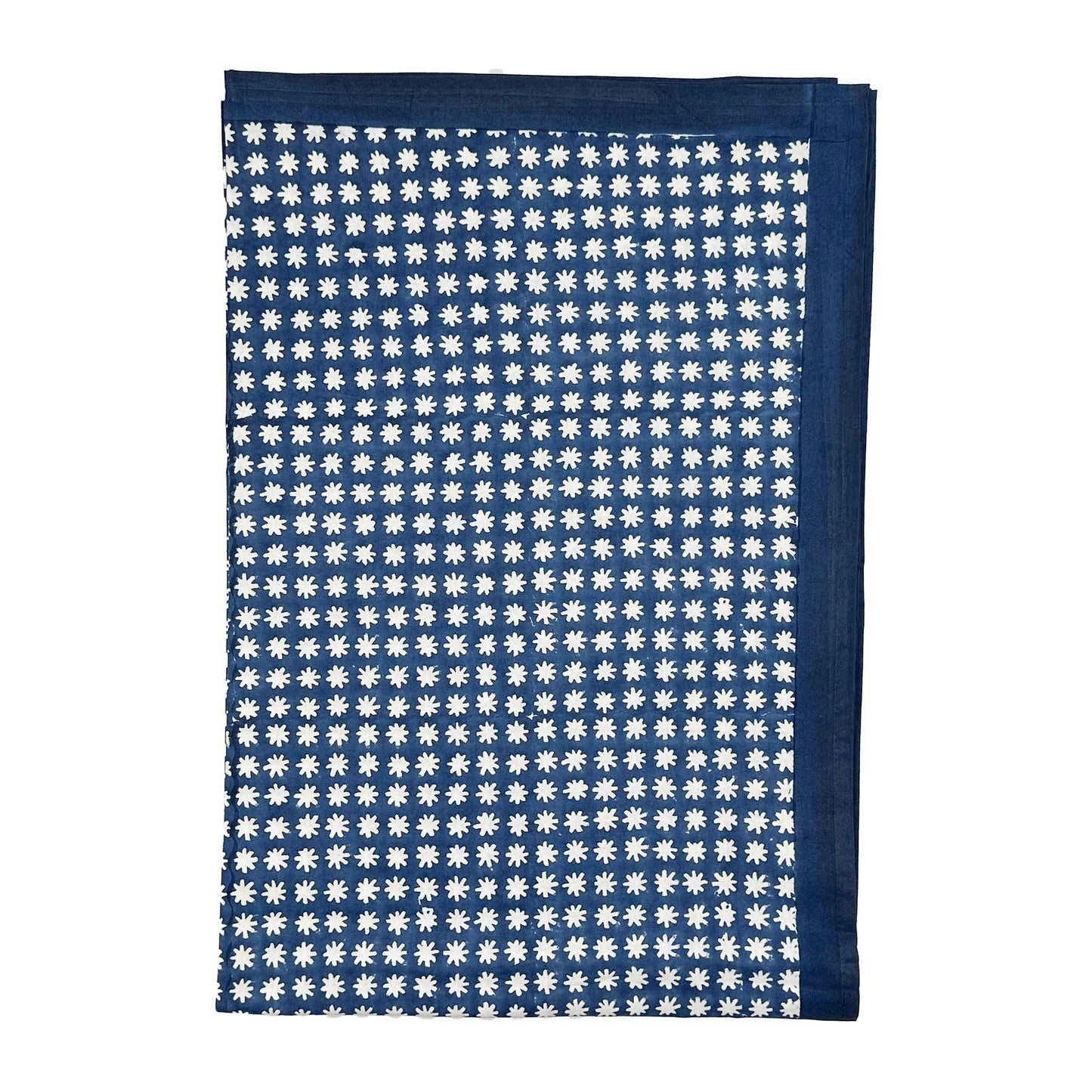 Charlie block printed table cloth - Navy Blue