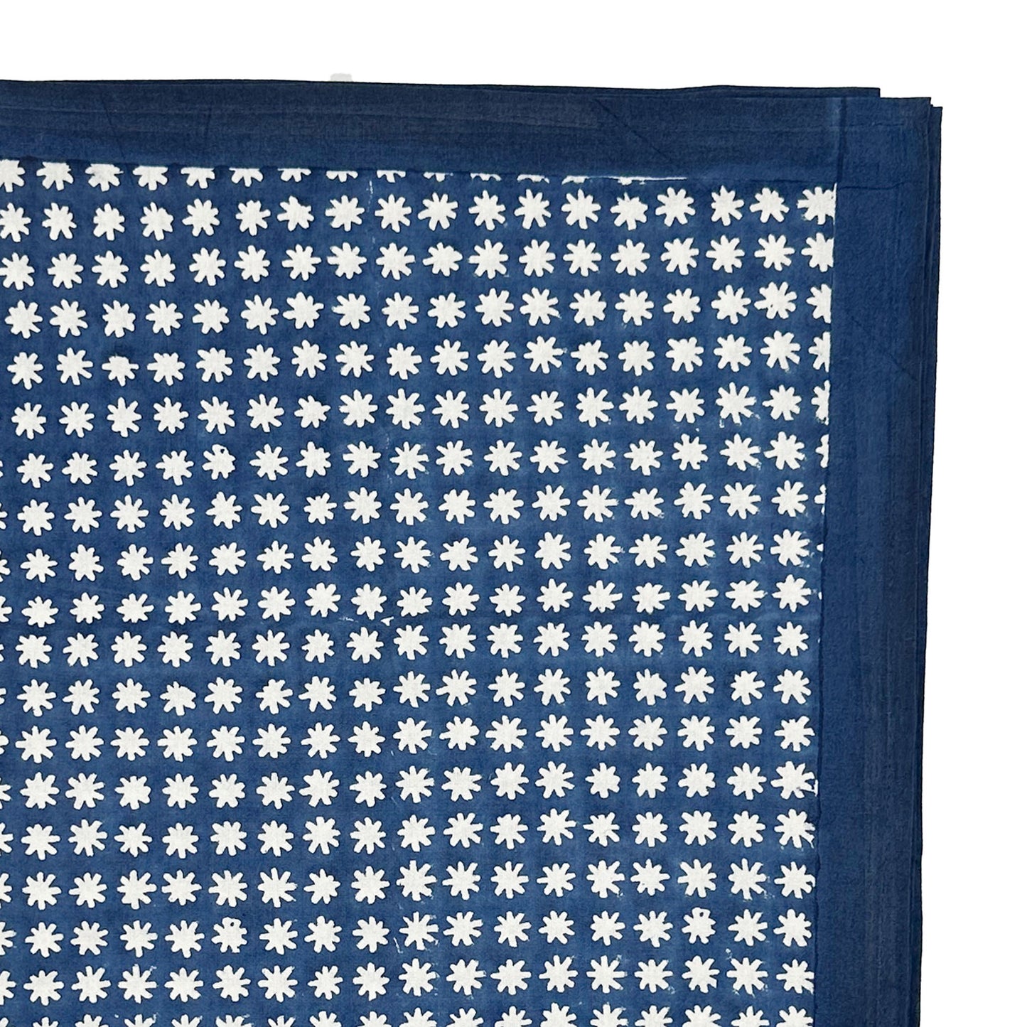 Charlie block printed table cloth - Navy Blue