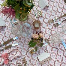  Bow Peep block printed table cloth - Pink and Berry