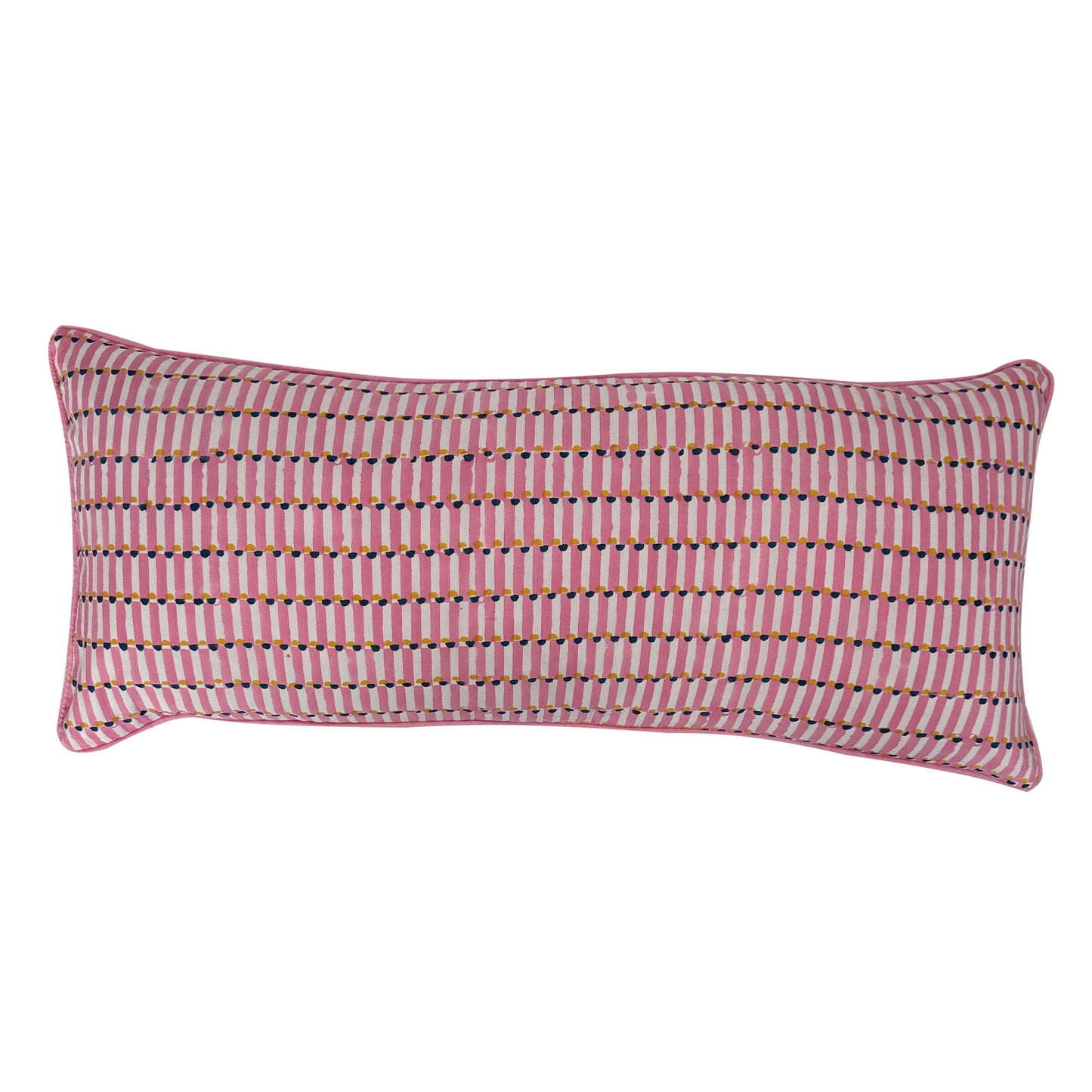 Lumbar hand block piped trim cushion - Evie