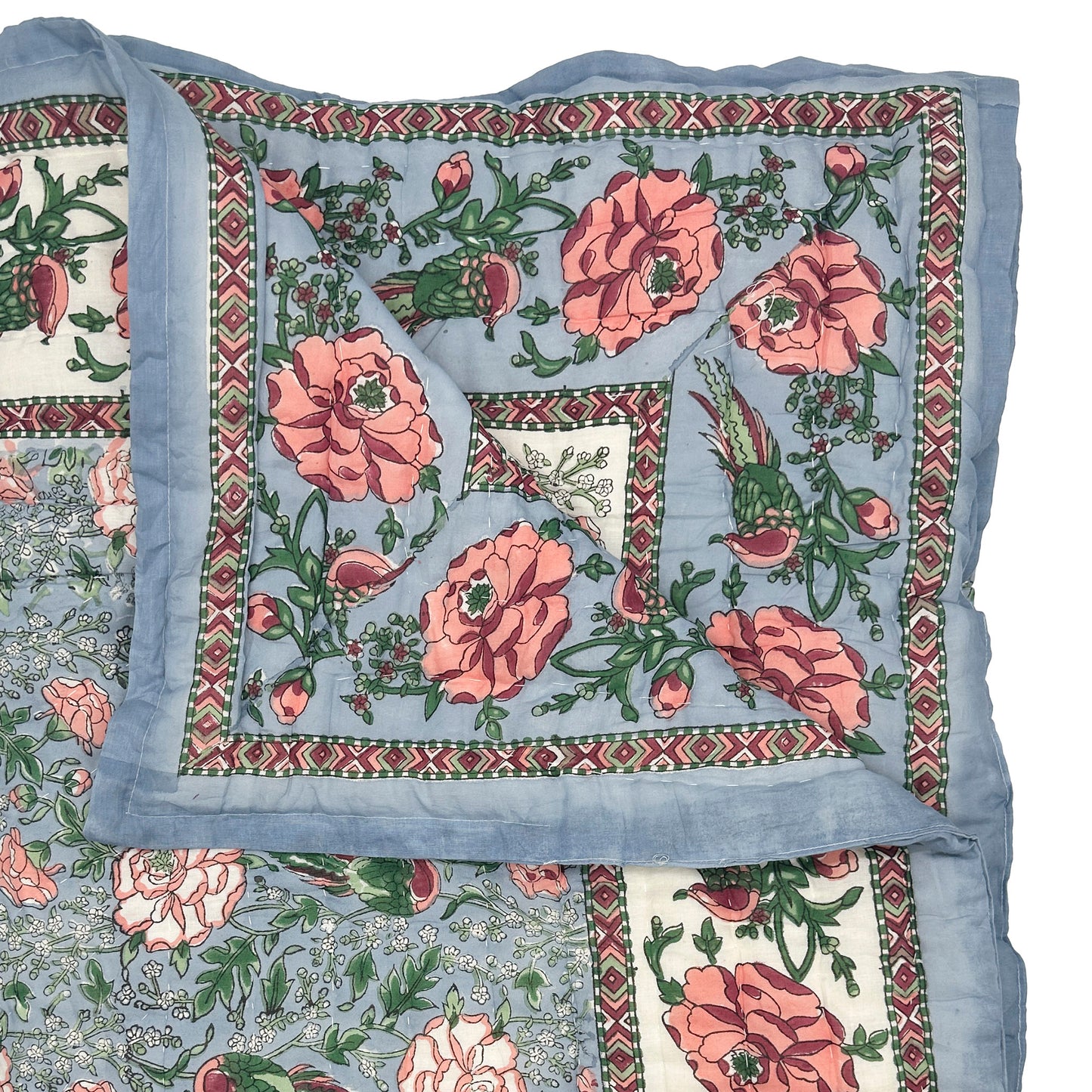 Fleur Handmade Block Print Cotton Quilt