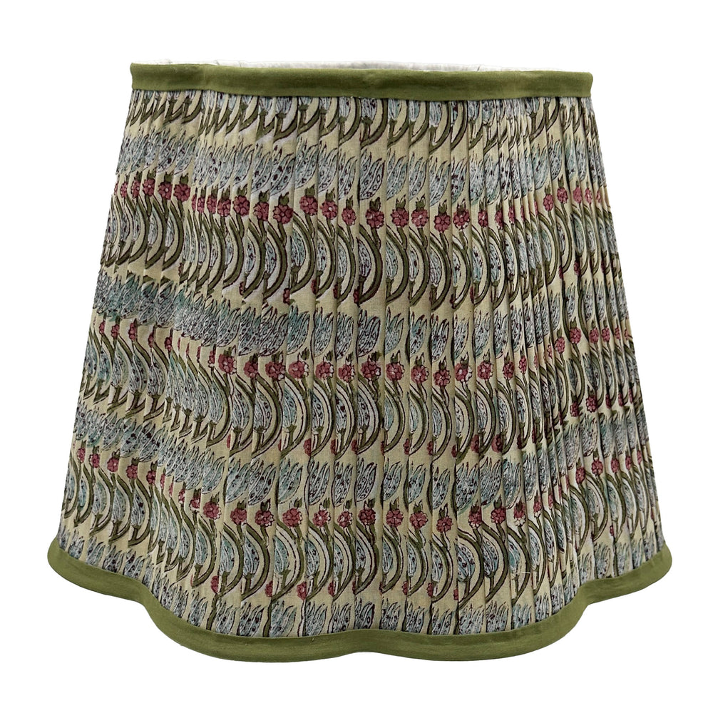 
                      
                        Florence Pleated Cotton Block Printed Scallop Lampshade
                      
                    