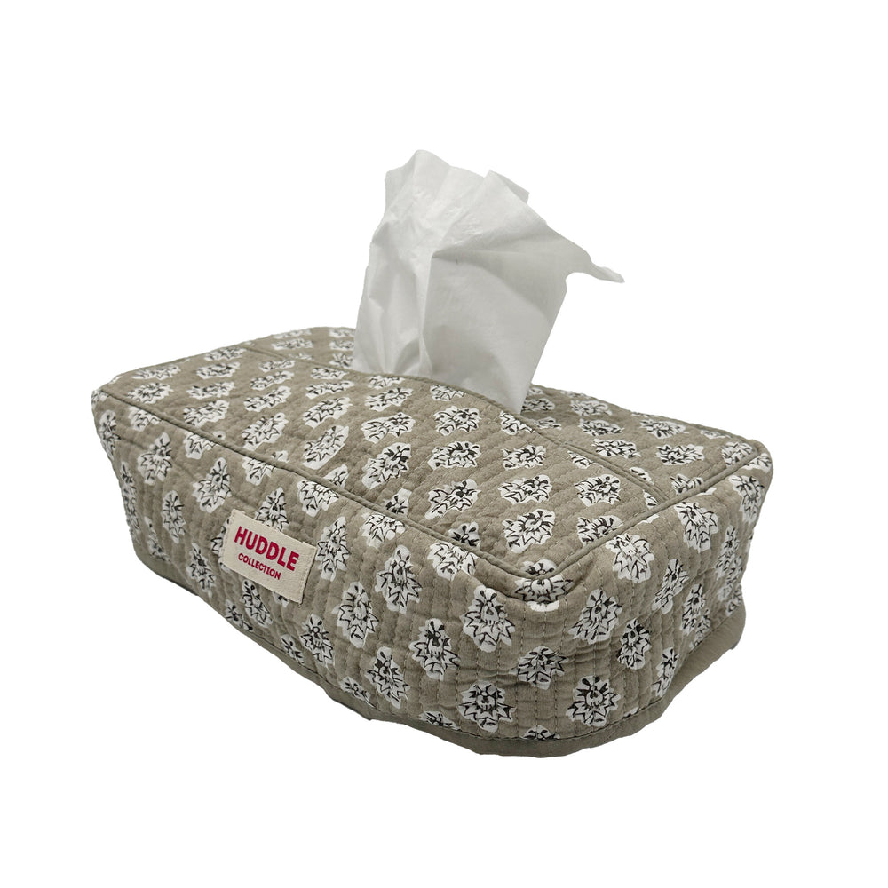 Quilted Tissue box cover - Georgie in biscuit
