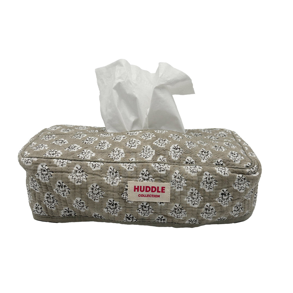 Quilted Tissue box cover - Georgie in biscuit