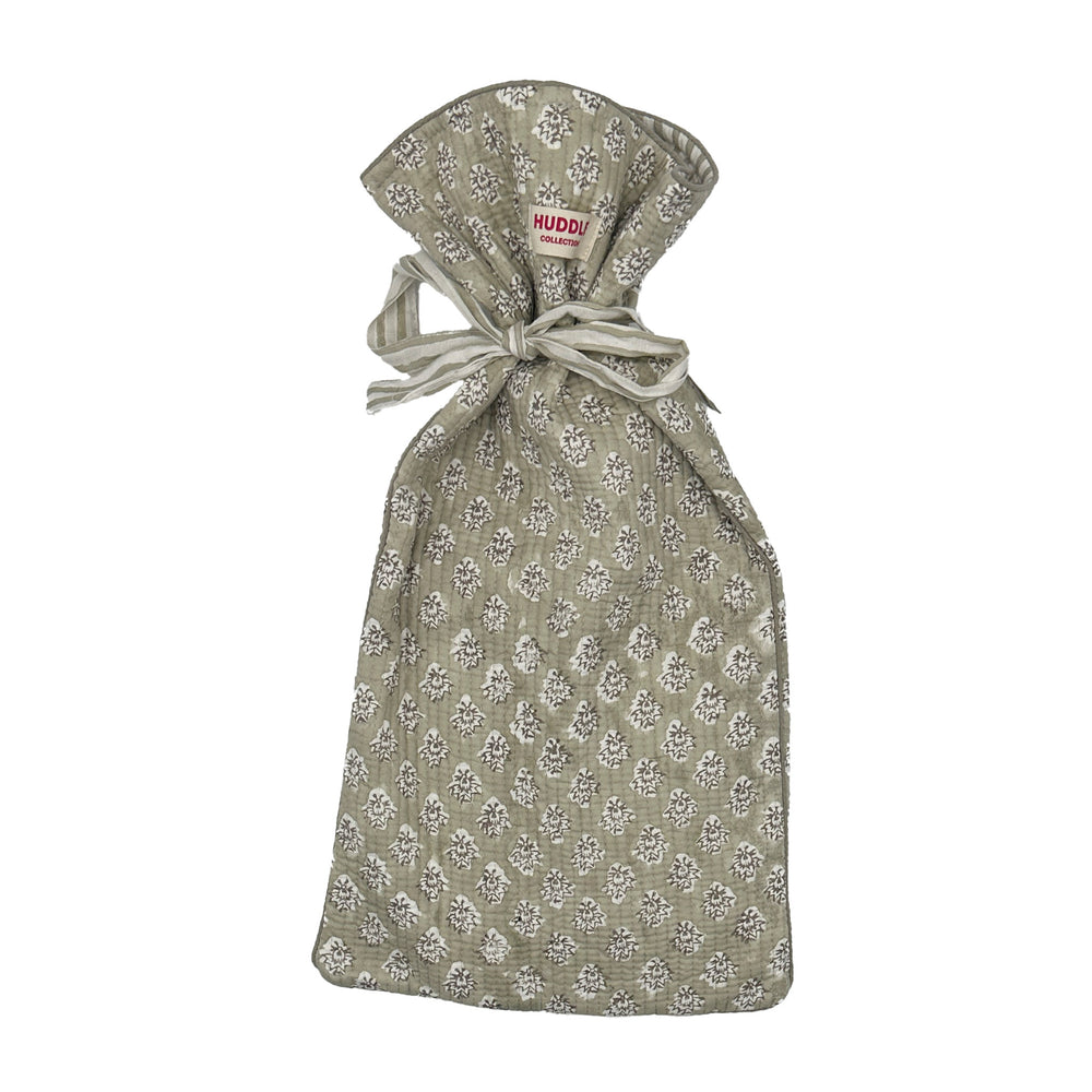 Quilted hot water bottle cover - Georgie in biscuit