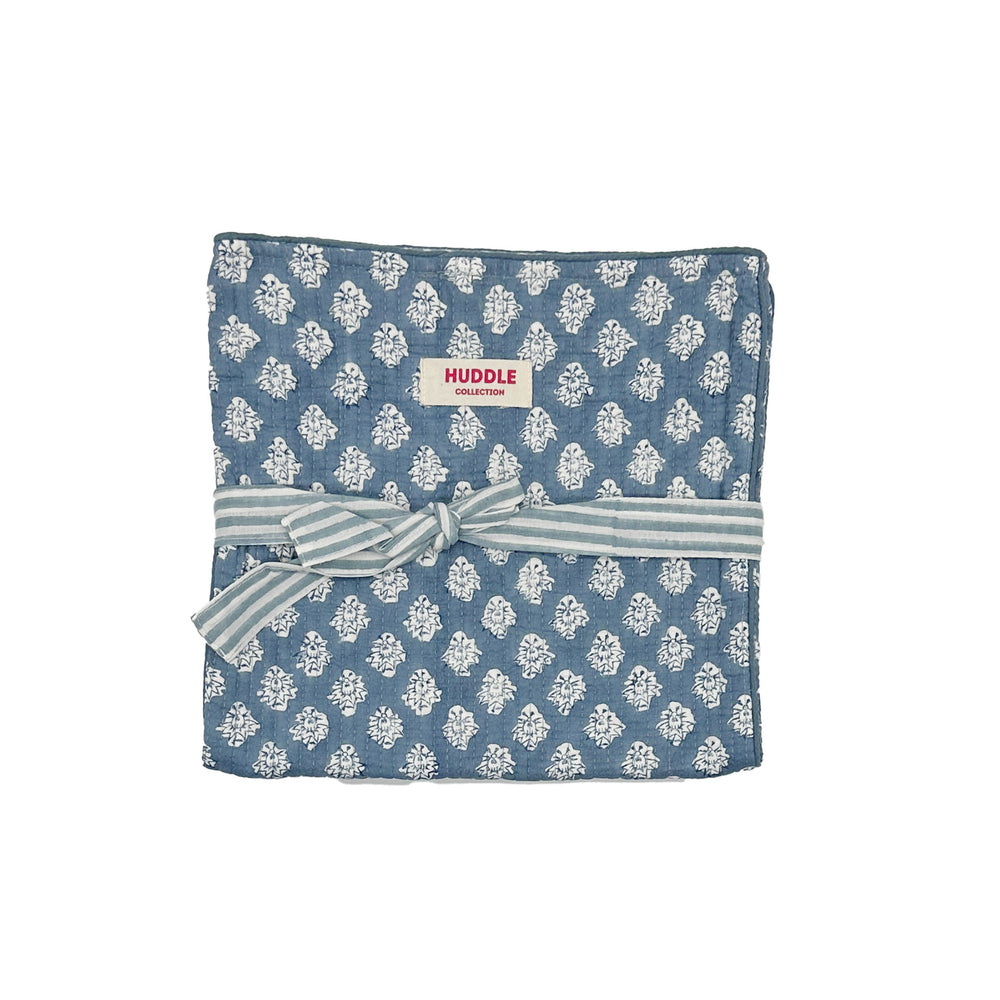 Quilted hot water bottle cover - Georgie in blue