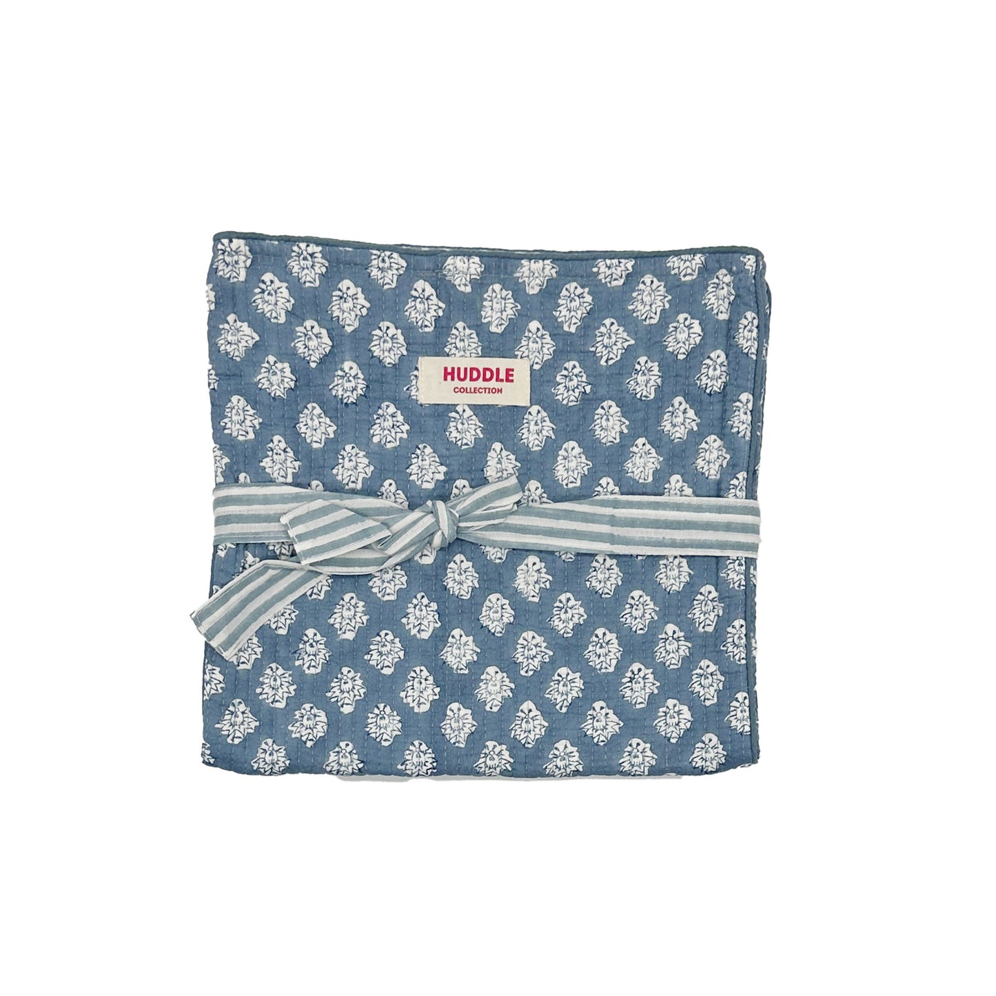 Quilted hot water bottle cover - Georgie in blue