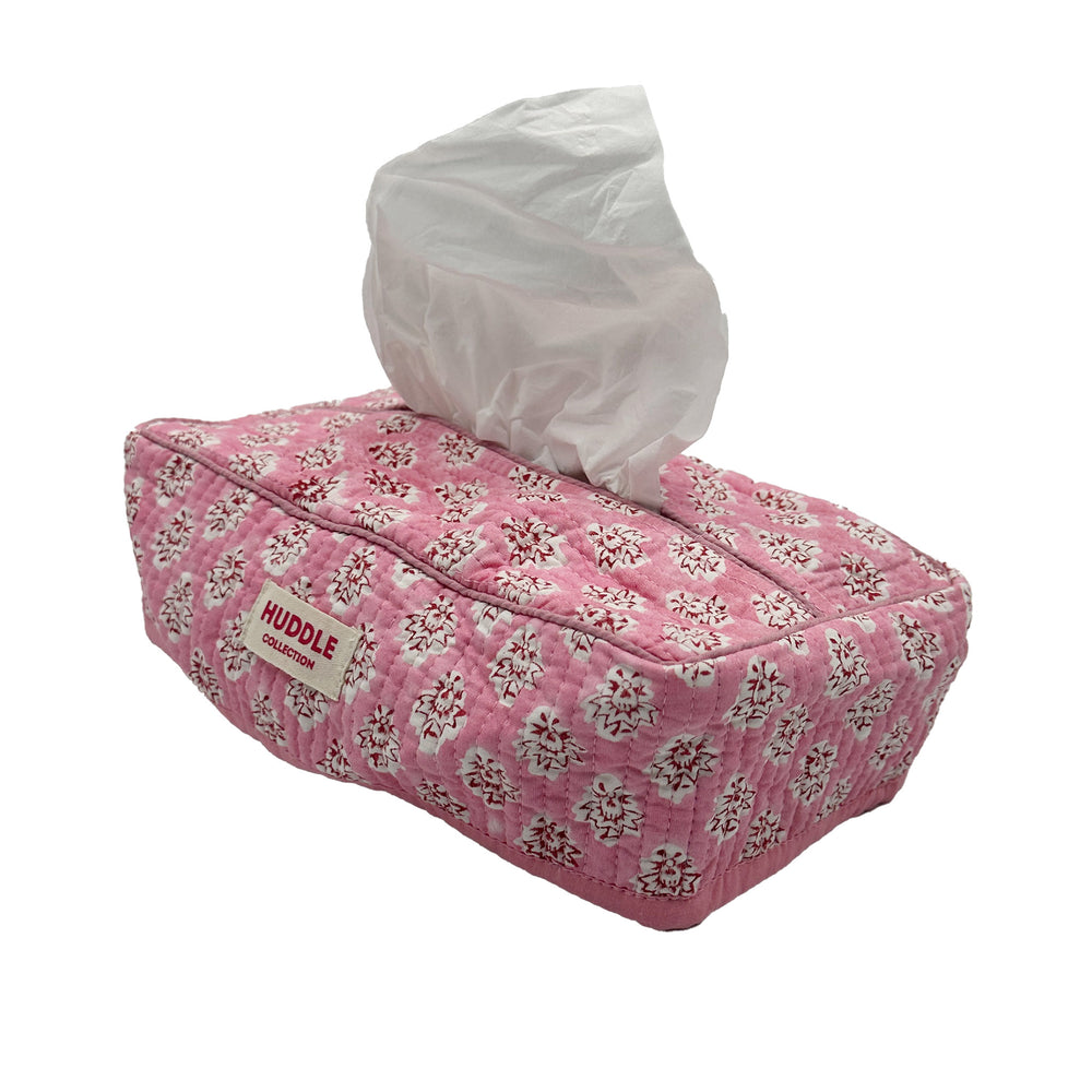Quilted Tissue box cover - Georgie in pink